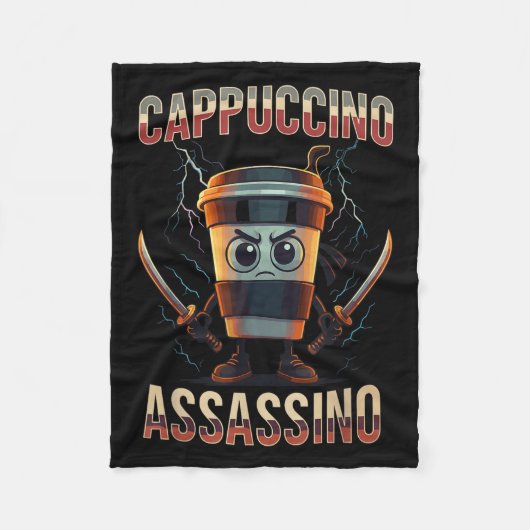 Surreal Italienisch Brainrot Cappuccino Inn Funny Fleecedecke (Vorderseite)