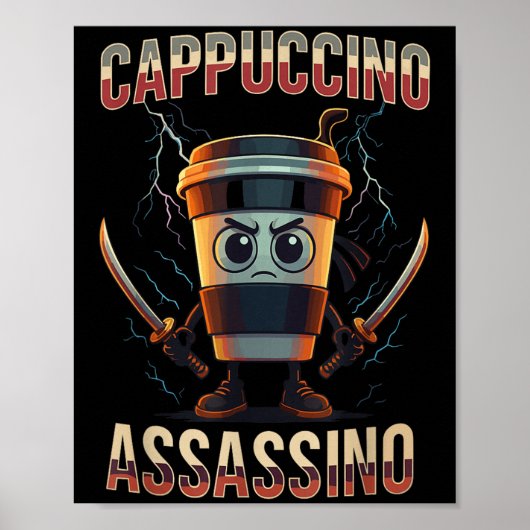 Surreal Italienisch Brainrot Cappuccino Inn Funny Poster (Vorne)