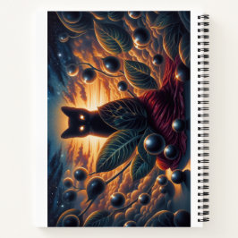 Surreal Kosmische Katze mit leuchtenden Augen und  Notizblock