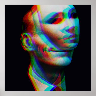 Surreal lächelnder Mann (Mattdruck) Poster