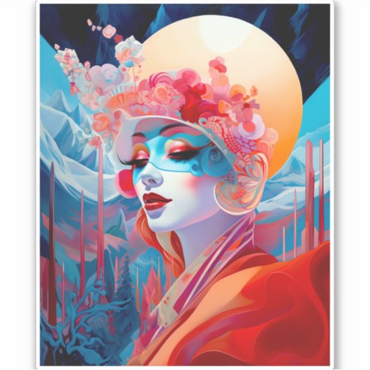 Surreal Lady Fantasy Art Aufkleber (Vorderseite)