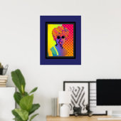 Surreal Lady Wear Black Glasses Rainbow Dot Poster (Heimbüro)