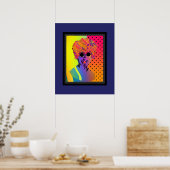 Surreal Lady Wear Black Glasses Rainbow Dot Poster (Küche)