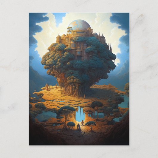 Surreal Landscape Earth Tower Fantasy Art Postkarte (Vorderseite)