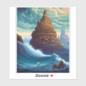 Surreal Landscape Towering City Fantasy Art Aufkleber (Blatt)