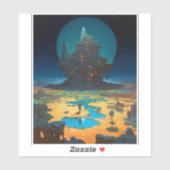 Surreal Landscape Towering City Fantasy Art Aufkleber (Blatt)