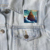Surreal Landscape Towering City Fantasy Art Button (Beispiel)