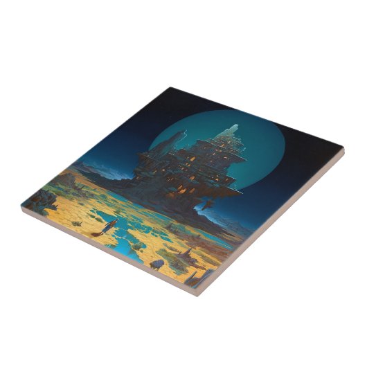 Surreal Landscape Towering City Fantasy Art Fliese (Seite)