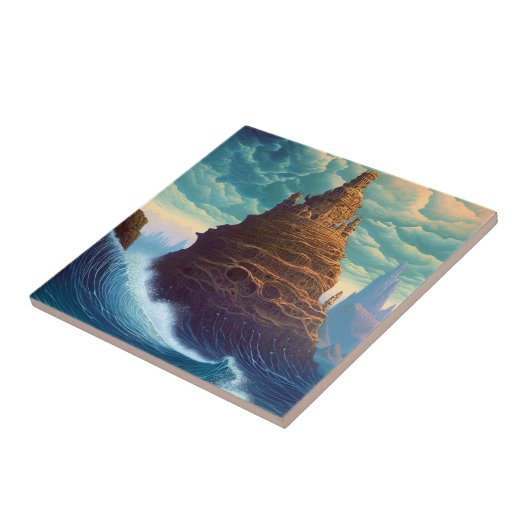 Surreal Landscape Towering City Fantasy Art Fliese (Seite)