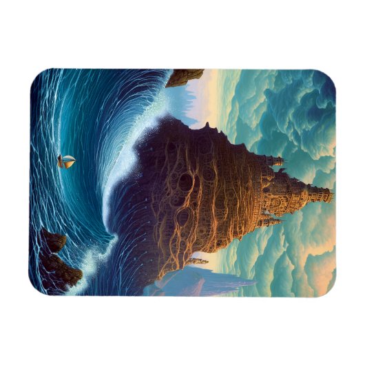 Surreal Landscape Towering City Fantasy Art Magnet (Horizontal)