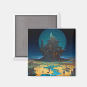 Surreal Landscape Towering City Fantasy Art Magnet (Vorderseite/Rückseite)