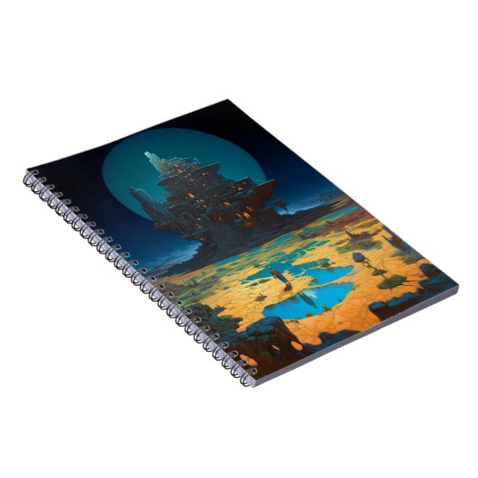Surreal Landscape Towering City Fantasy Art Notizblock (Rechte Seite)