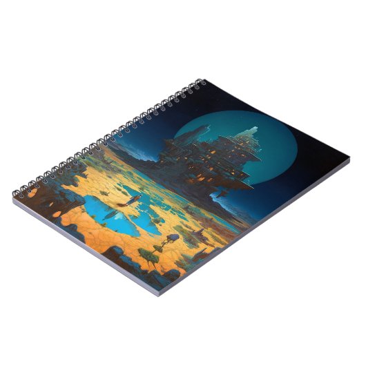 Surreal Landscape Towering City Fantasy Art Notizblock (Linke Seite)