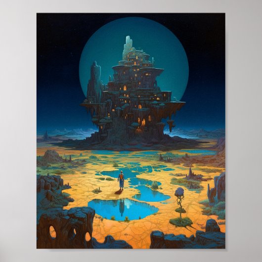Surreal Landscape Towering City Fantasy Art Poster (Vorne)