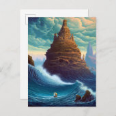 Surreal Landscape Towering City Fantasy Art Postkarte (Vorne/Hinten)