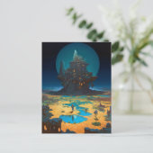 Surreal Landscape Towering City Fantasy Art Postkarte (Stehend Vorderseite)