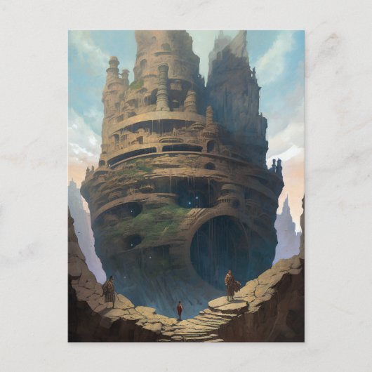 Surreal Landscape Towering City Fantasy Art Postkarte (Vorderseite)
