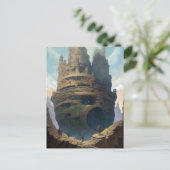 Surreal Landscape Towering City Fantasy Art Postkarte (Stehend Vorderseite)