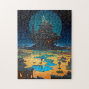 Surreal Landscape Towering City Fantasy Art Puzzle