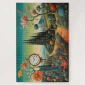 Surreal Landscape with Clock and Cypress Trees Puzzle (Vertikal)