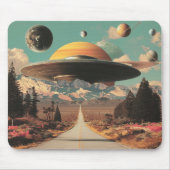 Surreal Landscape with Road, UFO and Saturn Mousepad (Vorne)