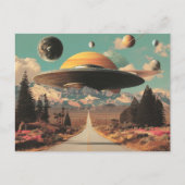 Surreal Landscape with Road, UFO and Saturn  Postkarte (Vorderseite)