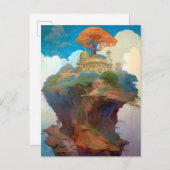 Surreal Landschaft Burg Fantasy Kunst, Dichtung un Postkarte (Vorne/Hinten)