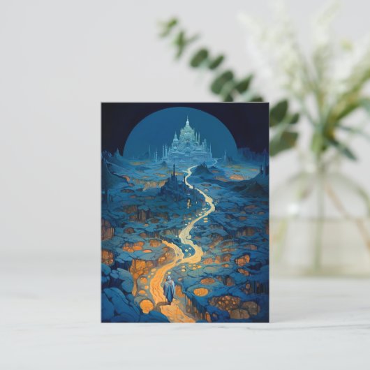 Surreal Landschaft Burg Fantasy Kunst, Dichtung un Postkarte (Stehend Vorderseite)