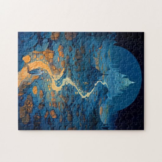 Surreal Landschaft Burg Fantasy Kunst, Dichtung un Puzzle (Horizontal)