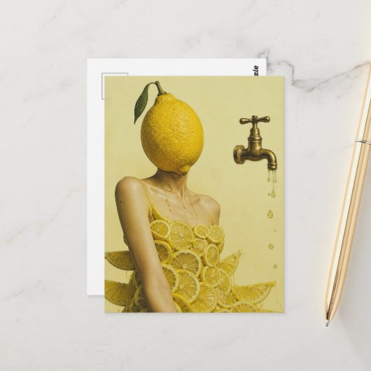 Surreal Lemon Lady Postkarte (Vorderseite/Rückseite Beispiel)