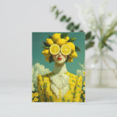 Surreal Lemon Woman Postkarte (Stehend Vorderseite)