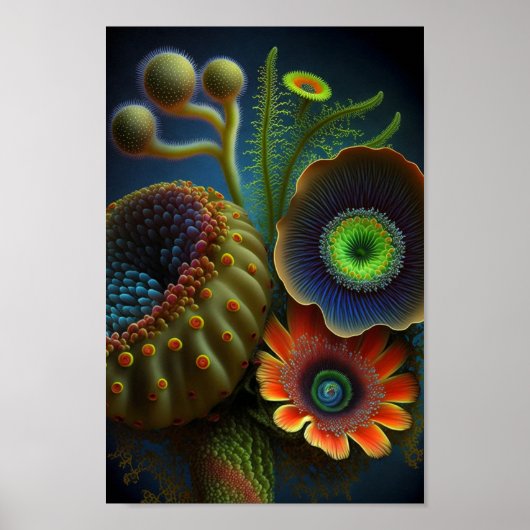 surreal leuchtende Fantasie-Blume Poster (Vorne)