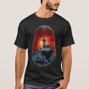 Surreal Lighthouse Fingerprint Muster T - Shirt