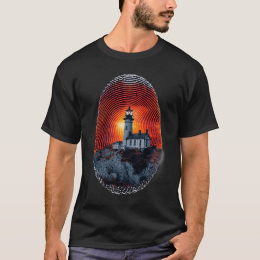 Surreal Lighthouse Fingerprint Muster T - Shirt (Vorderseite)