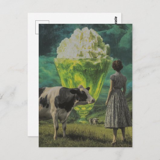 Surreal Limone Yummy-Wüste in der Milchweide Postkarte (Vorne/Hinten)