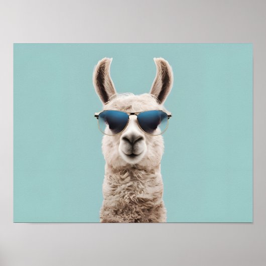 Surreal Llama mit Sonnenbrille auf pastellfarbenem Poster (Vorne)