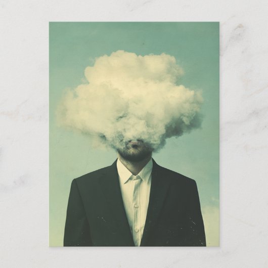 Surreal Man Head in der Cloud Postkarte (Vorderseite)