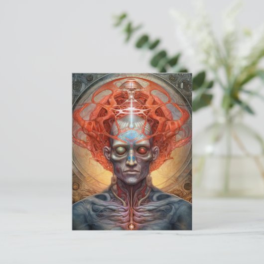 Surreal Man Visionary Art Postkarte (Stehend Vorderseite)