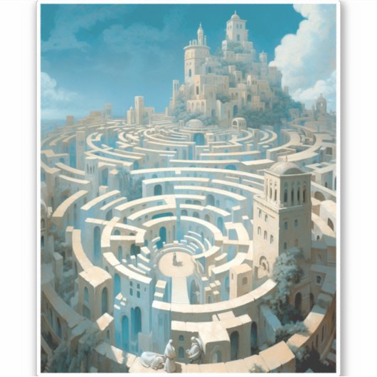 Surreal Maze City Aufkleber (Vorderseite)