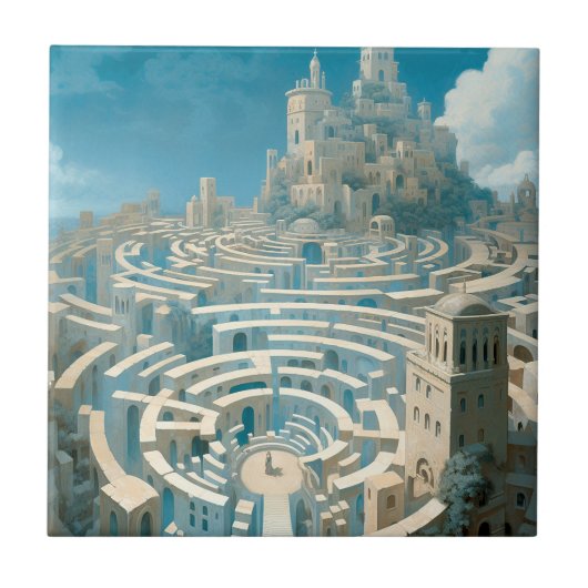 Surreal Maze City Fliese (Vorderseite)