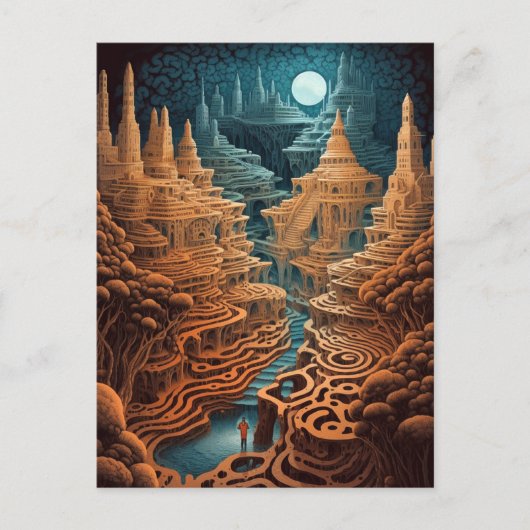 Surreal Maze Landscape Fantasy Art Postkarte (Vorderseite)