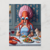 Surreal Meeresfrüchte Meeres-Octopus Frau Postkarte (Vorderseite)