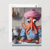 Surreal Meeresfrüchte Meeres-Oktopus Frau Pink Cro Postkarte (Vorne/Hinten)