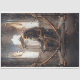 Surreal Metal Kaiser Lion Throne Decoupage Seidenpapier