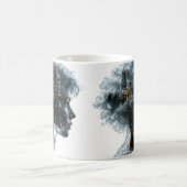 Surreal Mindscape: City within a Woman's Head Kaffeetasse (Mittel)