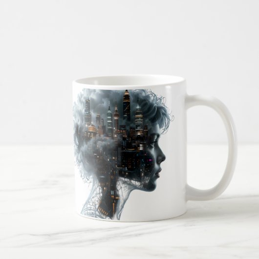 Surreal Mindscape: City within a Woman's Head Kaffeetasse (Rechts)