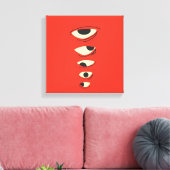 Surreal Minimal Eyes – Abstract Red Illustration Leinwanddruck (Insitu (Wohnzimmer))