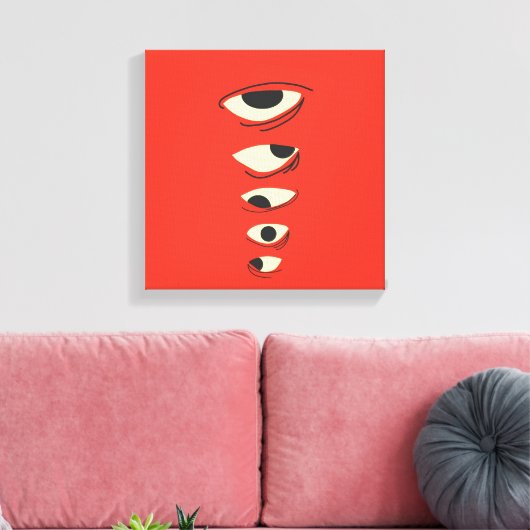 Surreal Minimal Eyes – Abstract Red Illustration Leinwanddruck (Insitu (Wohnzimmer))