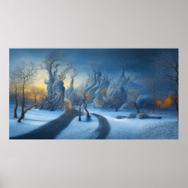 Surreal Moderne Abstrakte Winterherrschaft Schnee  Poster