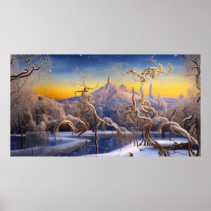 Surreal Moderne Abstrakte Winterlandschaft Poster